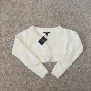 Cream Cropped Cardigan Sweater
